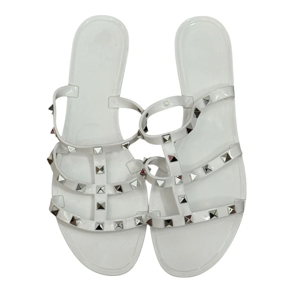 New OMGard Women’s Size 9 or 40 White Studded Jelly Sandals - Picture 2 of 3